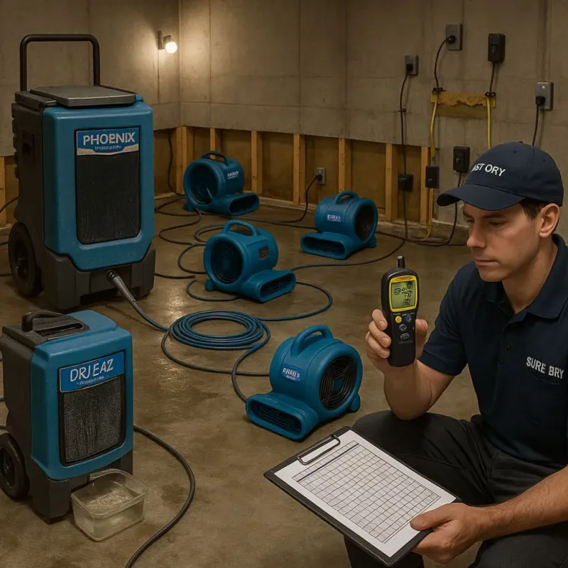 Structural Drying and Dehumidification process in Oakwood, IL
